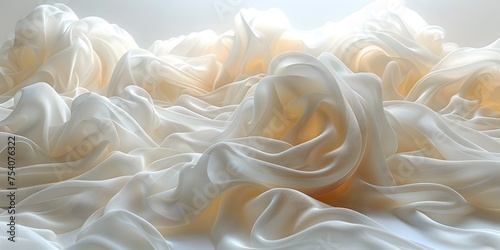 Ethereal White Silk Fabric in Soft Light, To convey a sense of delicate beauty and organic form through the use of flowing drapery and a soft color photo