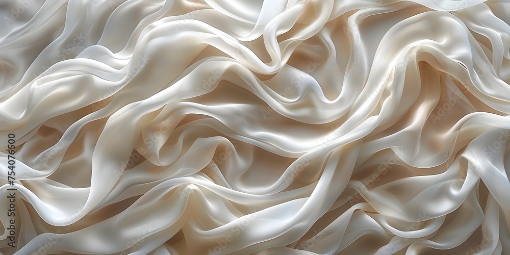 Obraz premium Fluid White Silk Fabric Texture in Layers - Elegant, Soft, Mysterious