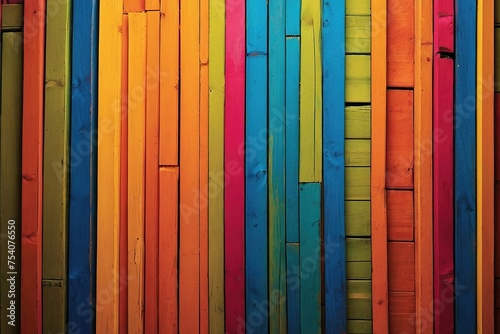 a close up of a colorful wooden fence , details and vivid colors, vibrant colourful background, vibrant and vivid color, colorful picture, strong an