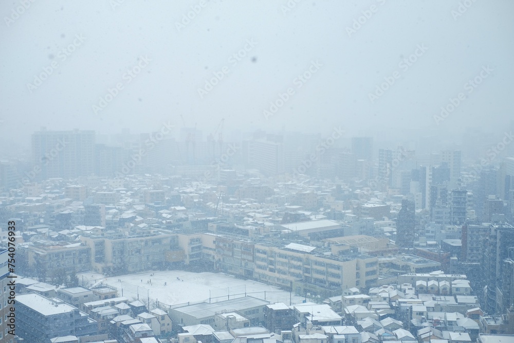 view of the city in winter	
