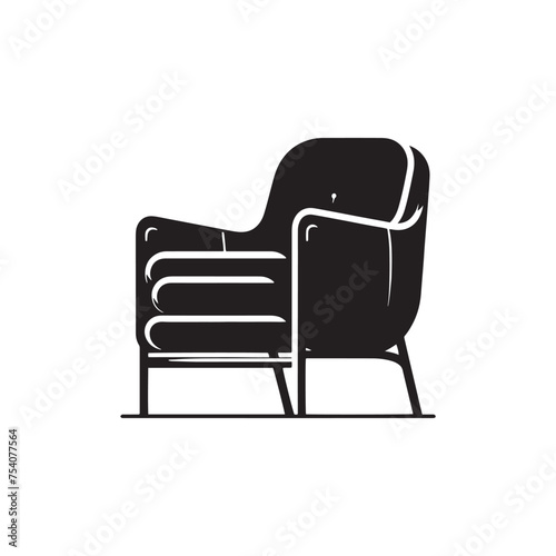 Artistic Arm Chair Silhouette Extravaganza - A Symphony of Shadows Amplifying the Comfort of Home with Arm Chair Vector - Furniture Black Vector - Arm Chair Illustration 