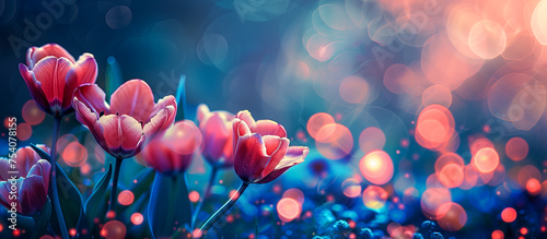 tulips flower spring nature concept background #754078155