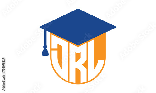 DRL initial letter academic logo design vector template. school college logo, university logo, graduation cap logo, institute logo, educational logo, library logo, teaching logo, book shop, varsity	 photo