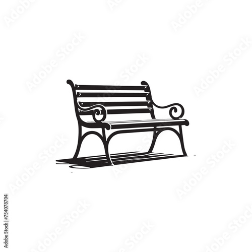 A Story Untold: The Silent Bench Silhouette Awaits its Next Occupant and the Stories They Bring. Bench Illustration - Bench Vector - Furniture Black Vector