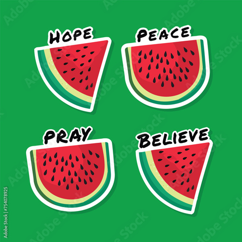 watermelon support sticker hope peace freedom pray believe stand palestine