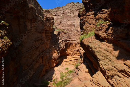The sandstone gorge known as the Garganta del Diablo, or Devil's Throat, in the Quebrada de las Conchas, or Quebrada de Cafayate, Salta Province, northwest Argentina. photo