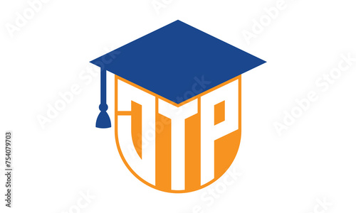 DTP initial letter academic logo design vector template. school college logo, university logo, graduation cap logo, institute logo, educational logo, library logo, teaching logo, book shop, varsity	