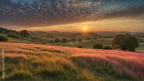 Tranquil Countryside Sunrise  Embracing the Dawn of a New Day