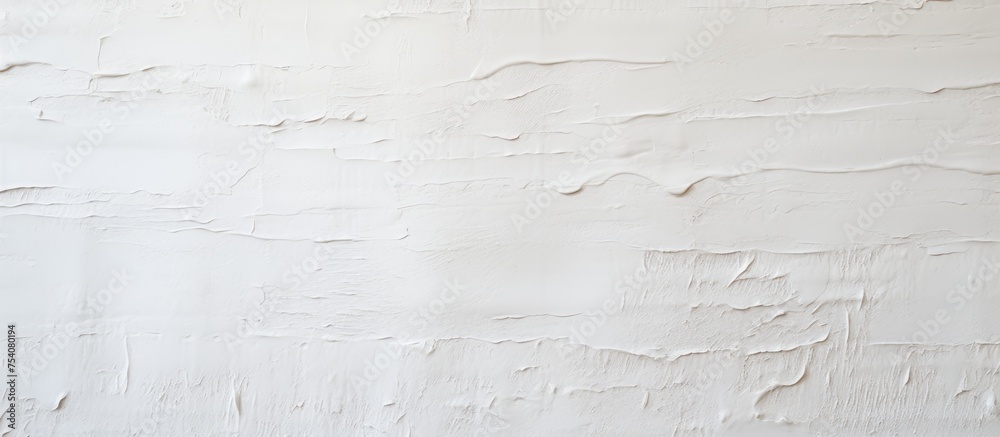 Obraz premium The white wall in this photo shows signs of wear and tear, with the paint peeling off in various spots. The texture of the peeling paint adds a layer of visual interest to the otherwise plain surface.