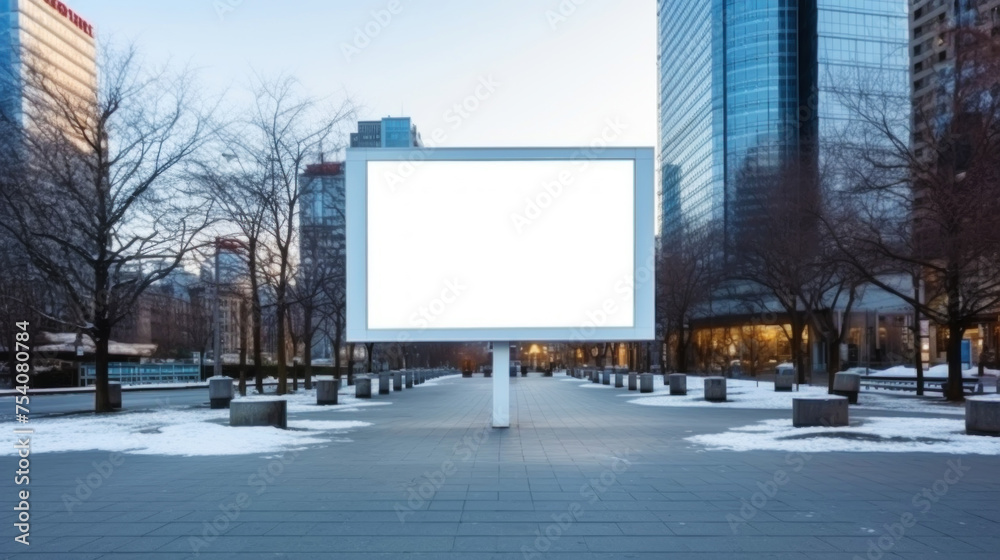 Digital outdoor empty lightbox on the street corner. The basis for the layout. Blank poster space. Generative AI Digital outdoor empty lightbox on the street corner. The basis for the layout. Blank poster space. Generative AI