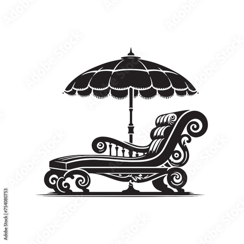 A Symbol of Leisure: The Chaise Lounge Silhouette Evokes Images of Rest and Rejuvenation. Chaise Lounge Illustration - Chaise Lounge Vector 