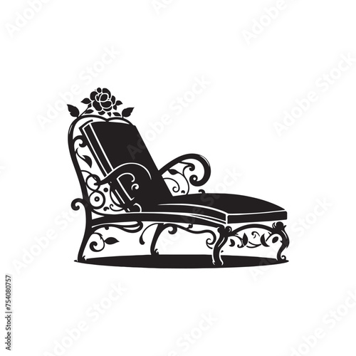 Minimalist Masterpiece: Simple Lines Define This Chaise Lounge Silhouette, Perfect for Modern Aesthetics. Chaise Lounge Illustration - Chaise Lounge Vector 