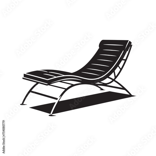 Modern Elegance Defined: A Chaise Lounge Silhouette Embodies Sophistication for Any Space. Chaise Lounge Illustration - Chaise Lounge Vector