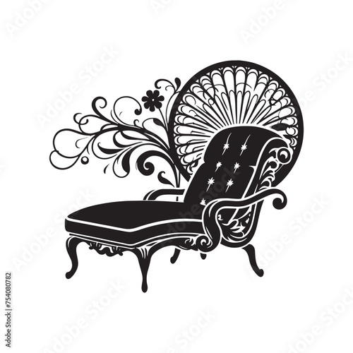 Luxuriate in Comfort: Capture the Essence of Relaxation with this Chaise Lounge Silhouette. Chaise Lounge Illustration - Chaise Lounge Vector