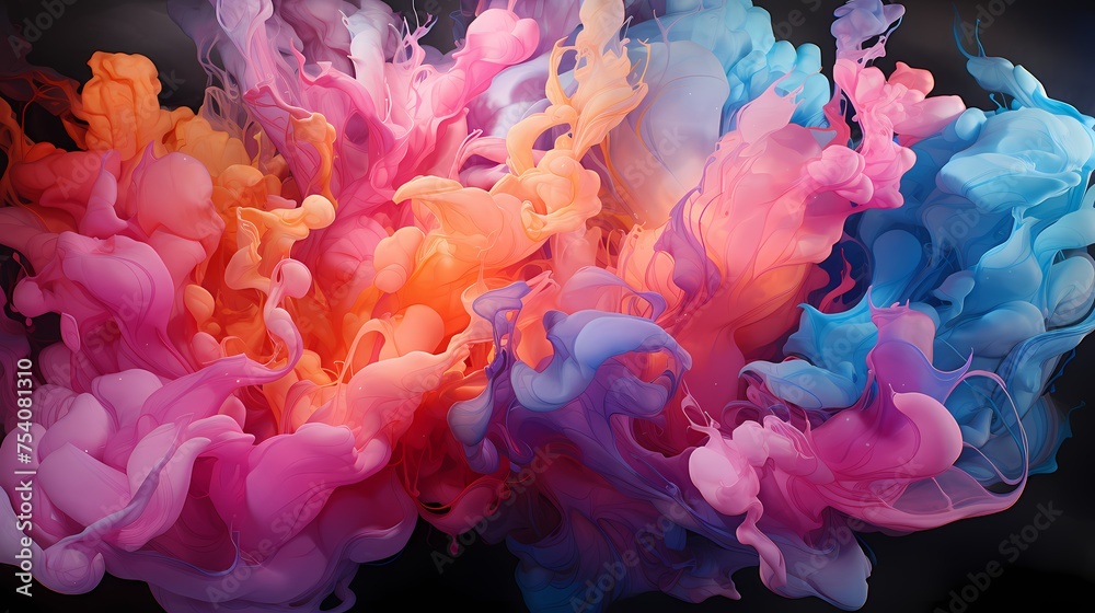 A collision of neon pink and electric blue liquids, forming a vibrant and dynamic abstract display with fiery undertones A collision of neon pink and electric blue liquids, forming a vibrant and dynamic abstract display with fiery undertones