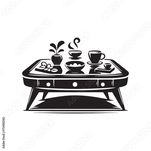 Timeless Appeal: Capture the Enduring Charm of a Coffee Table Silhouette - A Flexible Design Element for Any Project. Coffee Table Illustration - Coffee Table Vector
