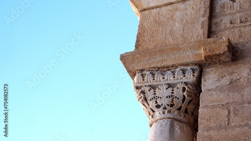 Capital of an ancient Roman column reused in the Great Mosque of Kairouan, in Kairouan, Tunisia photo