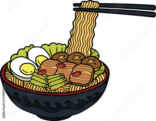 isolate ramen japanese food flat style illustration