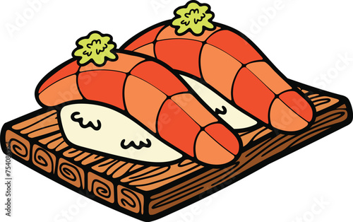 isolate sashimi sushi japanese food flat style illustration