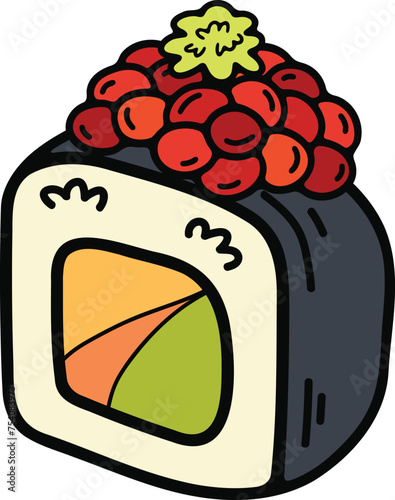 isolate maki sushi japanese food flat style illustration