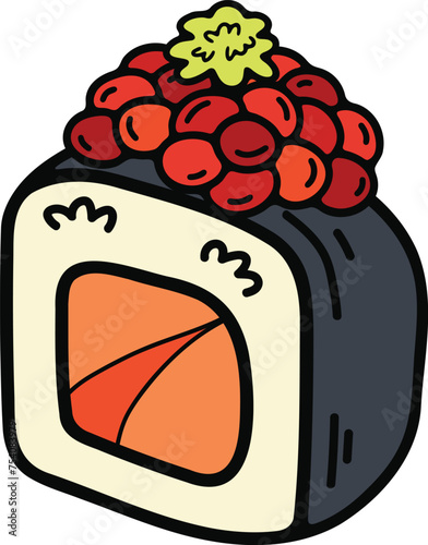 isolate maki sushi japanese food flat style illustration