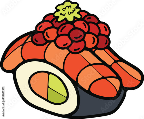 isolate sashimi sushi japanese food flat style illustration