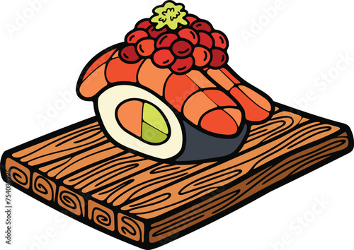 isolate sashimi sushi japanese food flat style illustration