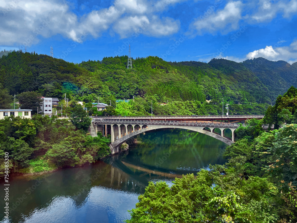 Gifu Gem: Hida's Idyllic Countryside Village Rail Bridge, Takayama, Gifu Prefecture, Japan
