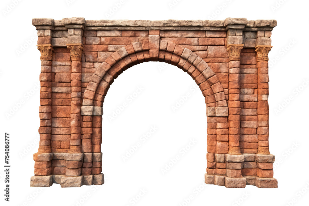 Antique brick archway, brick wall ,a grand entryway, isolated on a transparent background. PNG, cutout, or clipping path.	
 - obrazy, fototapety, plakaty 