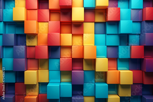 Colorful wooden blocks aligned