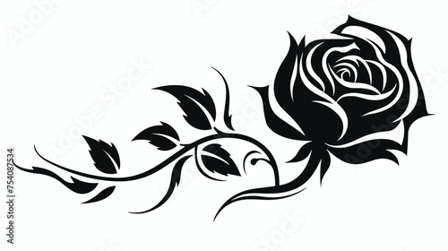 Black Rose Tribal Vector. Freehand draw.