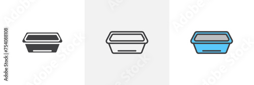 Aluminum Foil Food Container Isolated Line Icon Style Design. Simple Vector Illustration