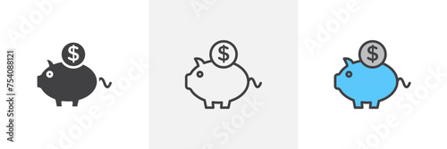 Piggy Bank Isolated Line Icon Style Design. Simple Vector Illustration