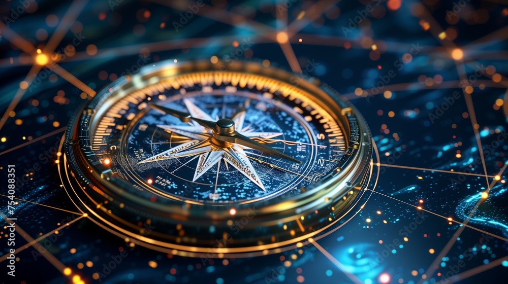 AI generated futuristic compass - technology concept AI generated futuristic compass - technology concept