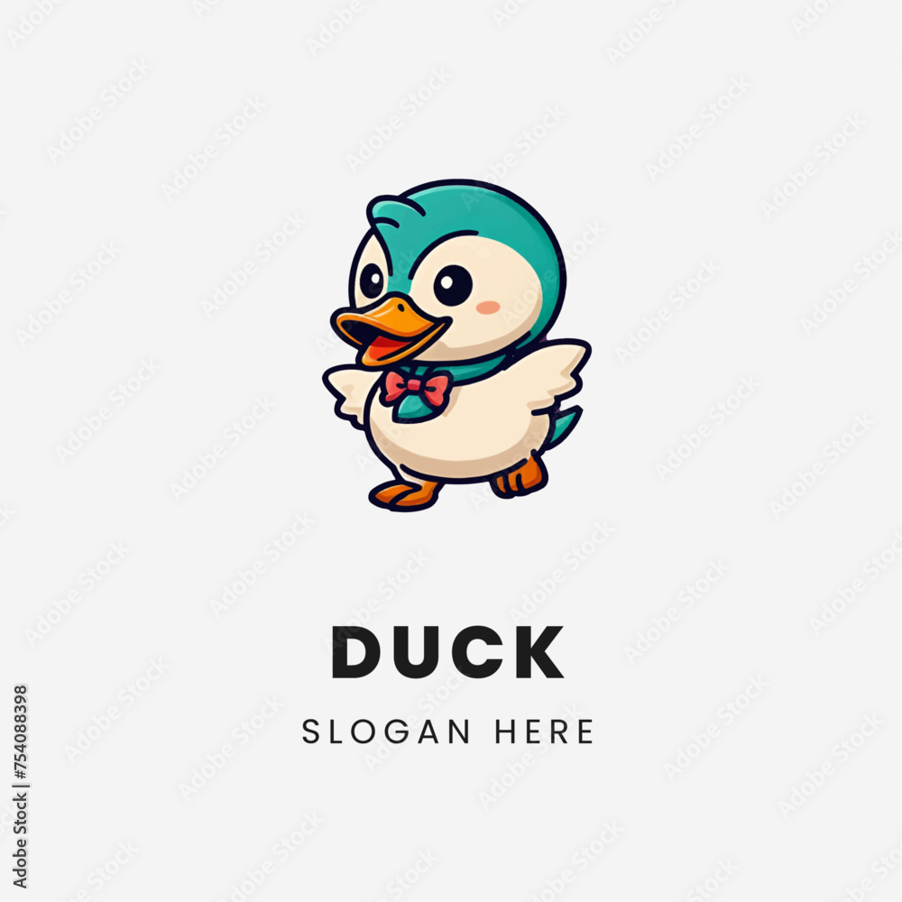 Fototapeta premium 2D Vector Cartoon Baby Duck