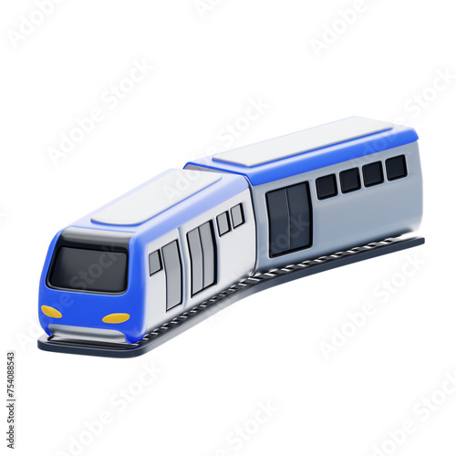 3D Metro Train Model Urban Mass Transit. 3d illustration, 3d element, 3d rendering. 3d visualization isolated on a transparent background