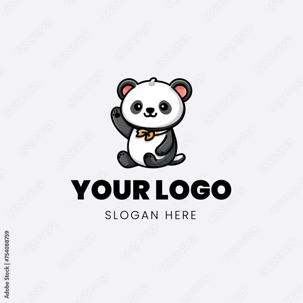 2D logo cartoon panda
