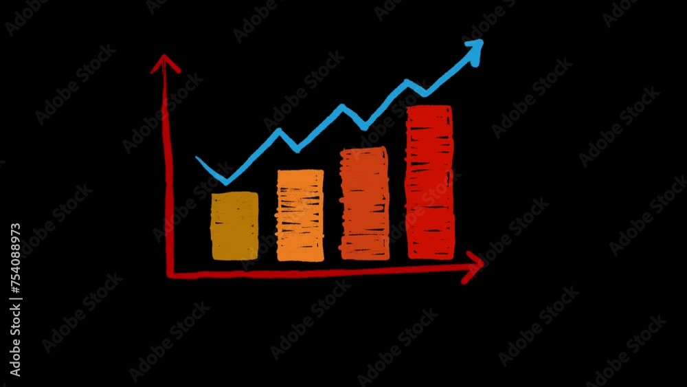 hand drawn animation business graph showing growth