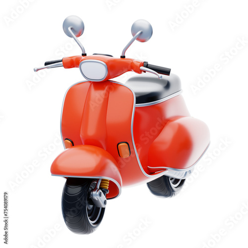 3D Orange Scooter Model Stylish Urban Commute. 3d illustration, 3d element, 3d rendering. 3d visualization isolated on a transparent background