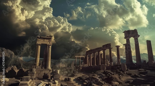 Breathtaking time-lapse of ancient ruins amidst epic landscapes photo