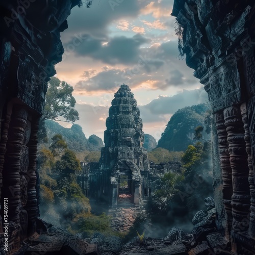 Time-lapse captures the serene beauty of ancient ruins against epic natural backdrops