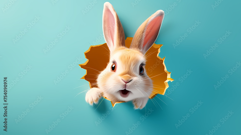 Obraz premium Cute bunny, easter background