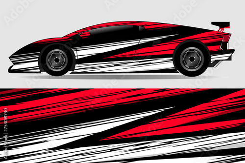Car sticker design vector. Graphic abstract line racing background kit design for vehicle  race car  rally  adventure and livery wrapping
