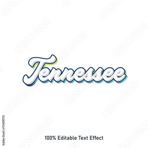 Tennessee text effect vector. Editable college t-shirt design printable text effect vector photo