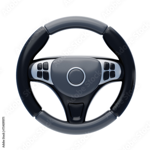 3D Steering Wheel Model Automotive Control Center. 3d illustration, 3d element, 3d rendering. 3d visualization isolated on a transparent background © Ujung