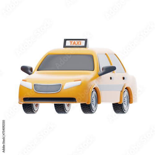 3D Yellow Taxi Model Iconic Urban Transport. 3d illustration  3d element  3d rendering. 3d visualization isolated on a transparent background