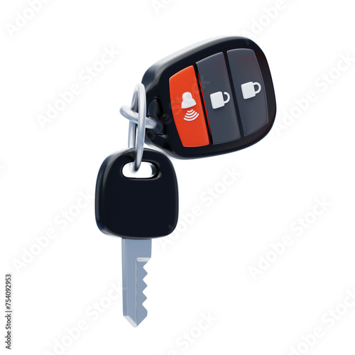 3D Car Key Model  Automotive . 3d illustration, 3d element, 3d rendering. 3d visualization isolated on a transparent background