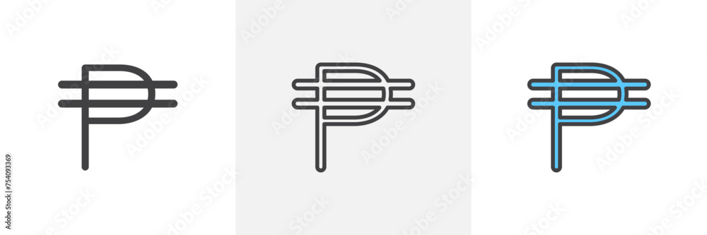 Philippine Currency Isolated Line Icon Style Design. Simple Vector Illustration Philippine Currency Isolated Line Icon Style Design. Simple Vector Illustration