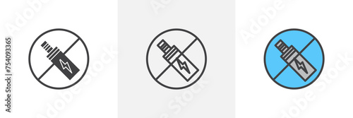 No Vaping Isolated Line Icon Style Design. Simple Vector Illustration