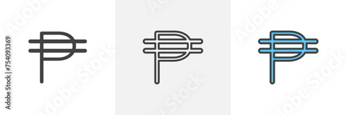 Philippine Currency Isolated Line Icon Style Design. Simple Vector Illustration
